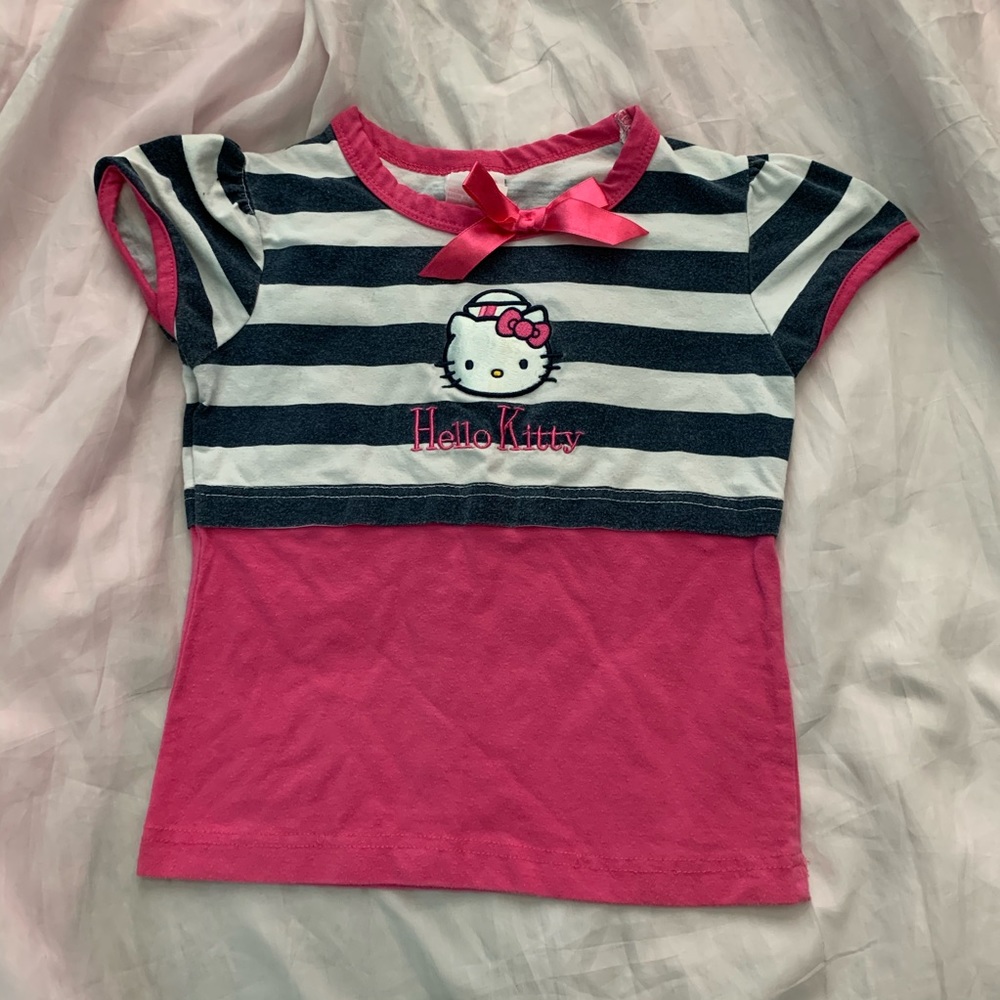 pink and blue girls hello kitty top